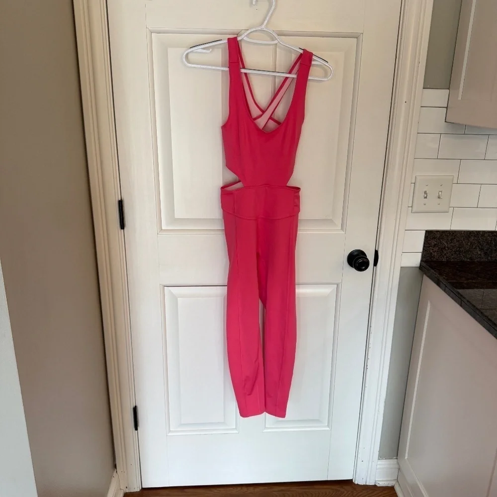 New! Free Movement x Free People Back It Up Jumpsuit Bright Pink 45451